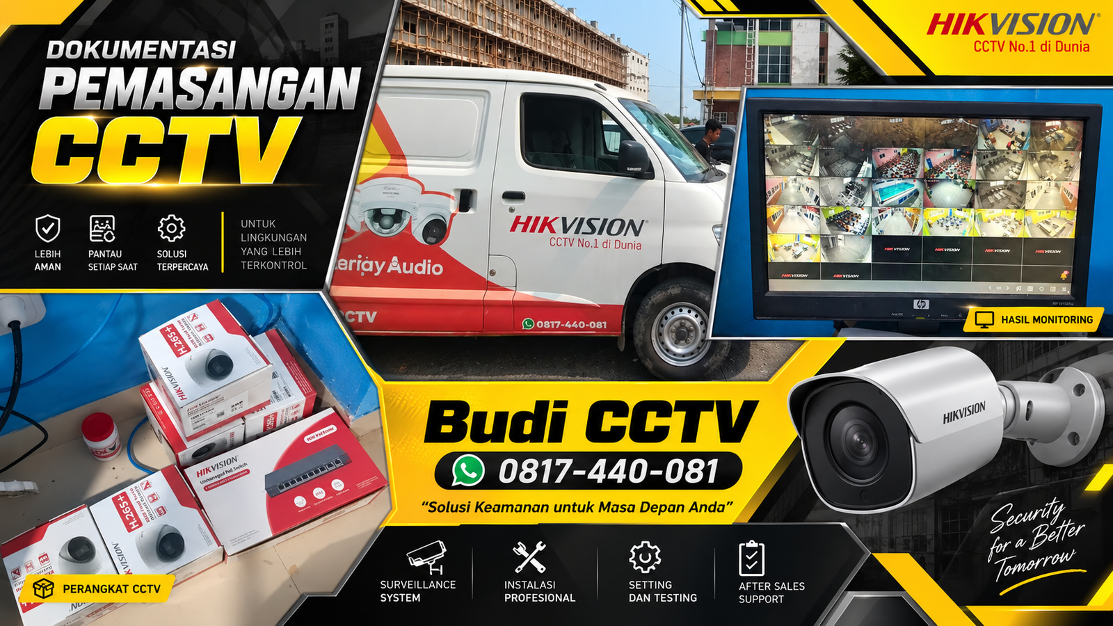Instalasi CCTV Hikvision IP Camera di Sekolah Dasar Brebes, Jaminan Produk Asli