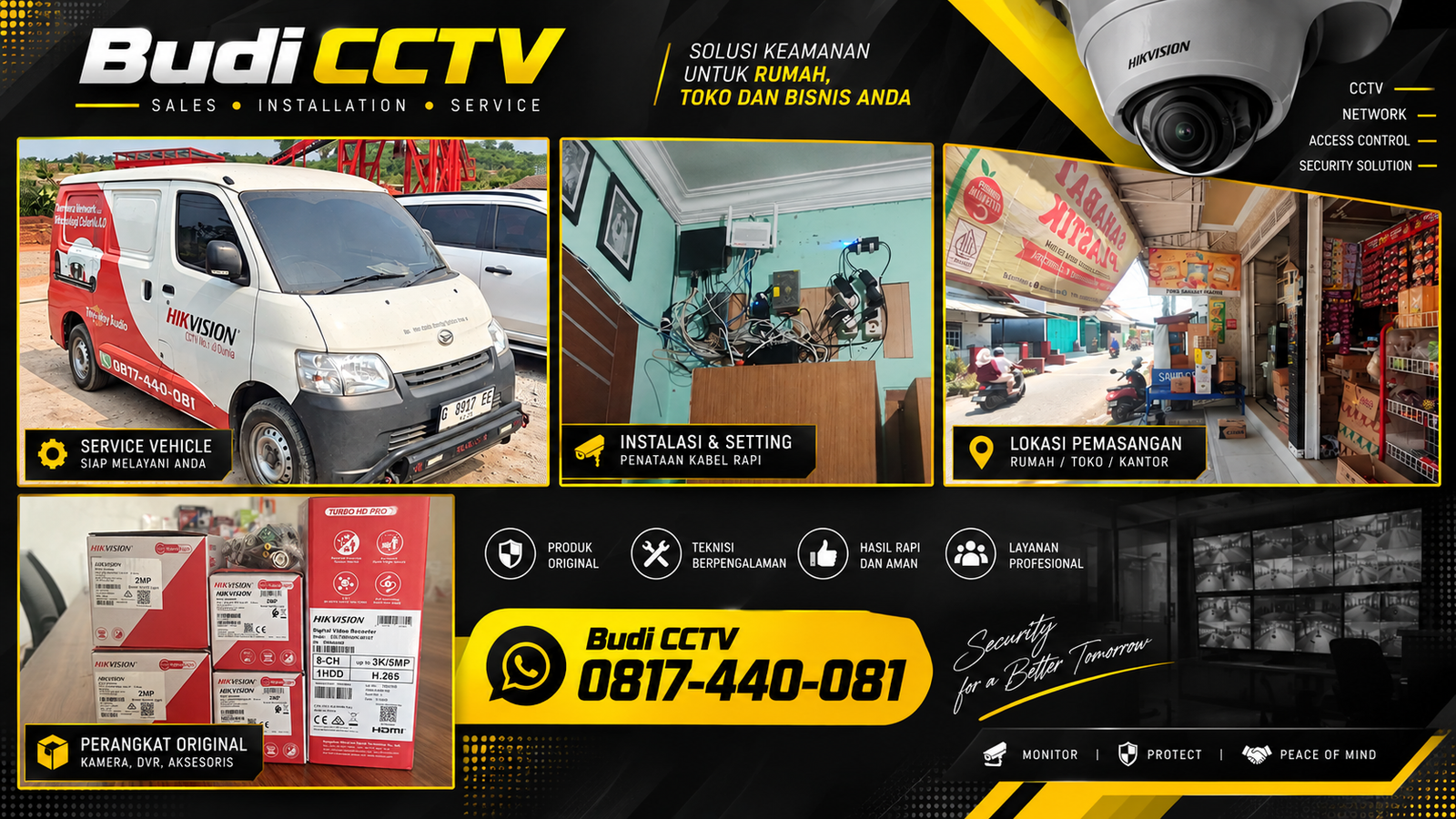 Instalasi CCTV Hikvision di Toko Sembako Brebes, Jaminan Keaslian Produk