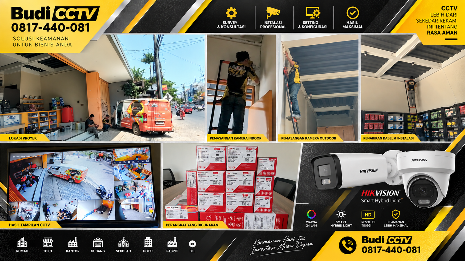 Pemasangan CCTV Hikvision di Usaha Otomotif Brebes, Jaminan Garansi Resmi