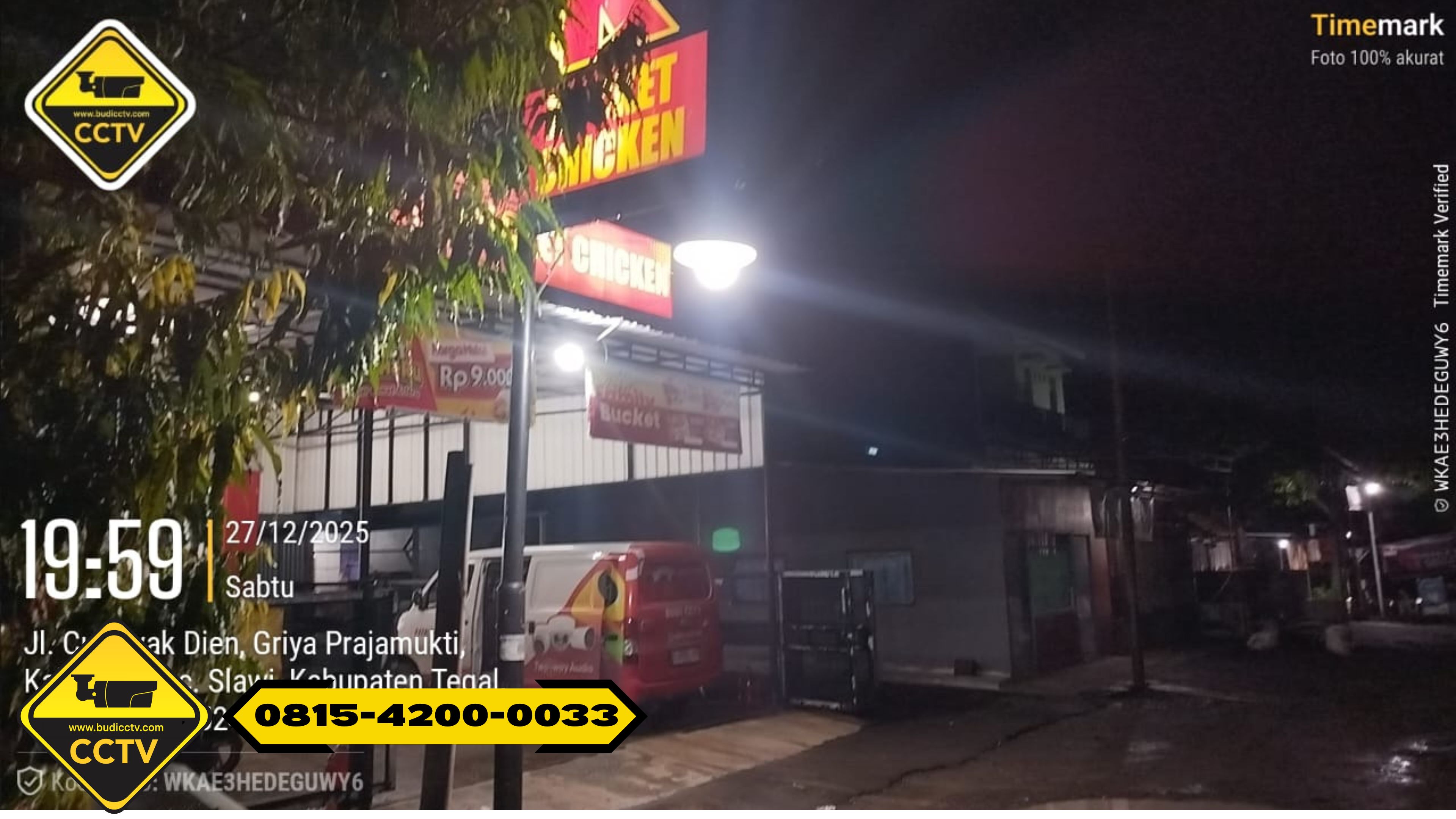 Pemasangan CCTV Hikvision 4 Channel 2MP Smart Hybrid Light + ColorVu Audio + Two Way Audio di Outlet Rocket Chicken Kalisapu