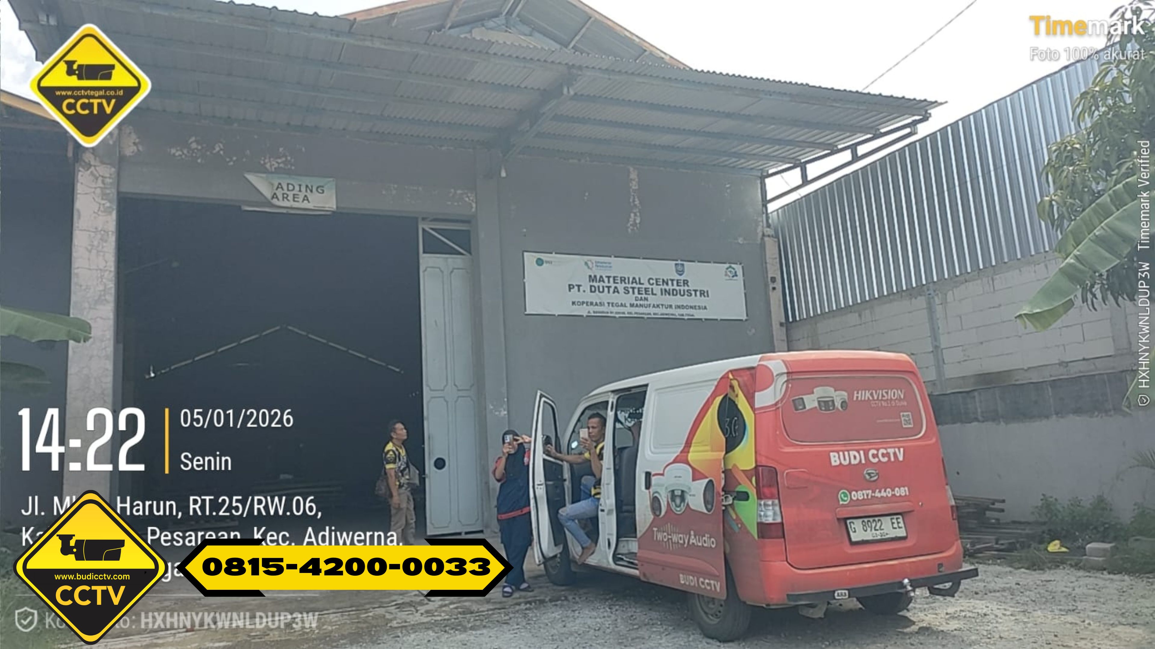 Pemasangan CCTV Hikvision 4 Channel 2MP Smart Hybrid Light + ColorVu Audio + Two Way Audio di PT Wilayah Pesarean